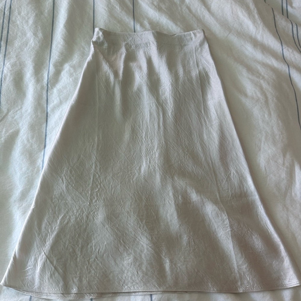 Babaton midi cream silk skirt size 8